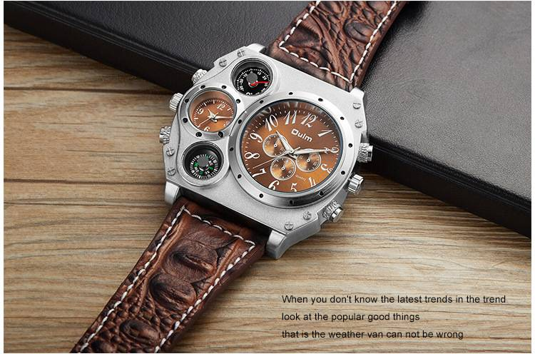 Quartz dual time zone men's watch quartz strap personalized large dial men's watch_voghion.com