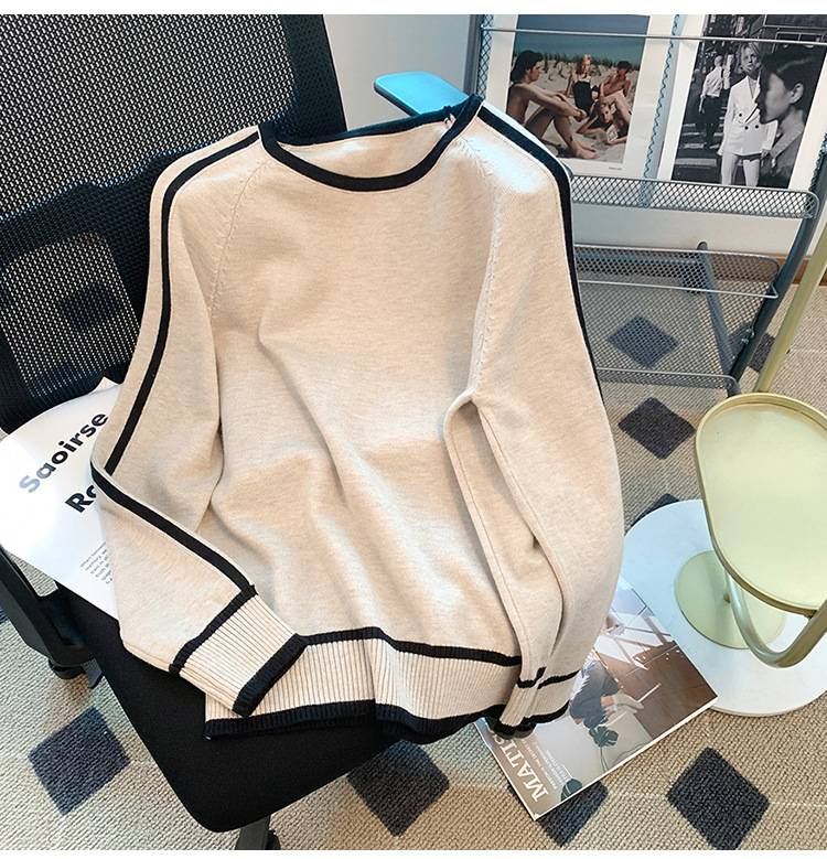 Ženska oblačila 2024, pomlad in jesen, pleteni puloverji z dolgimi rokavi za ženske, ohlapna zunanja oblačila, puloverji, nove ženske spodnje majice_voghion.com