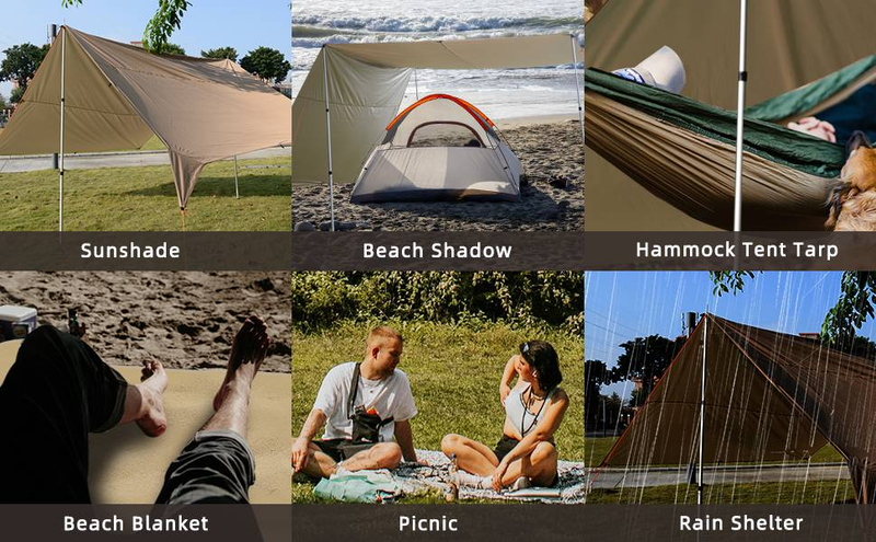 2025 Strapazierfähige Campingplane – 210D Oxford-Gewebe PU5000, wasserdicht, regenfeste Mehrzweckplane für Rucksackreisen/Wandern/Picknick/Garten (5 x 3 m)_voghion.com