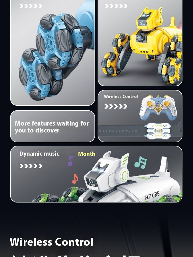 Mechanischer Stunt-Hund mit acht Rädern, ferngesteuertes Spielzeug, Gestenerkennung, Kletterdeformation, elektrischer intelligenter Roboterhund für Kinder_voghion.com