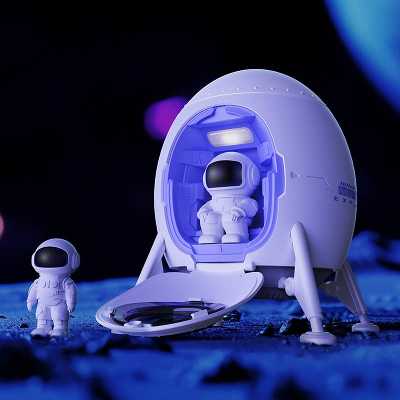 Projektor galaktyki z efektem zorzy polarnej z 2 astronautami - Lander Aurora Kids Night Light, zasilany przez USB, pilot zdalnego sterowania i timer,_voghion.com