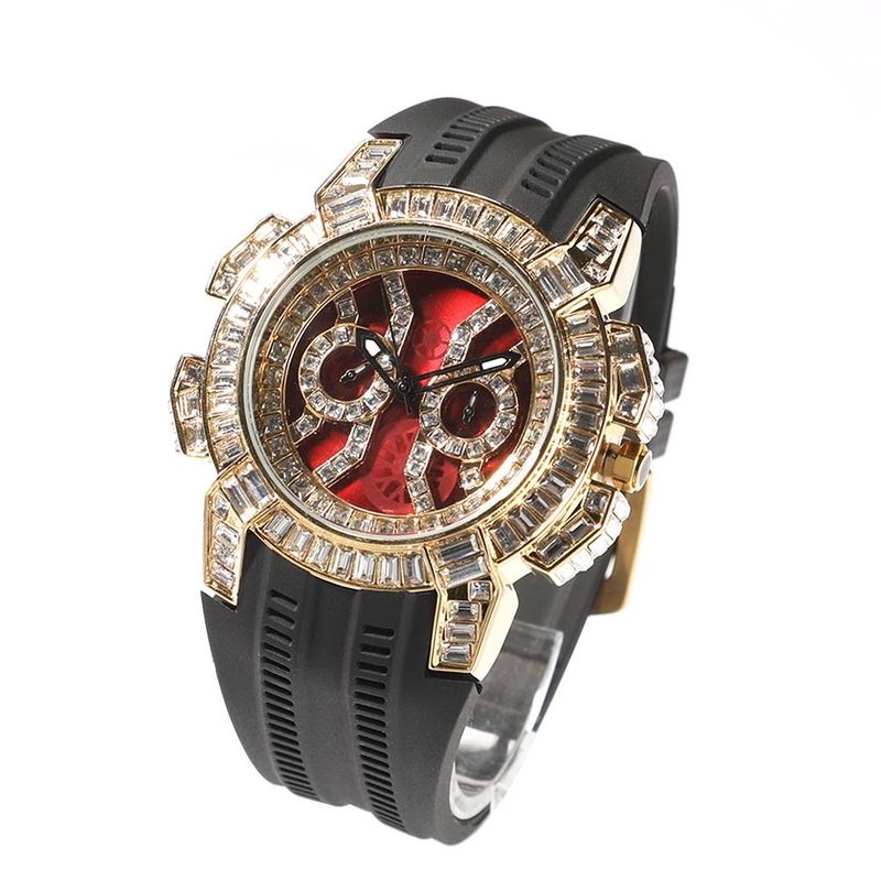Men's Watch Hip Hop Tape Color Shell Quartz Watch Fashion Diamond Large Dial Watch_voghion.com