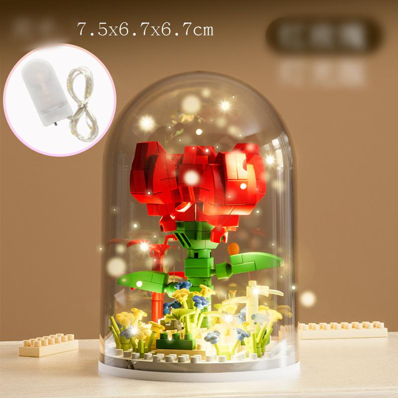 Bloempot met lichtblokken Kleine deeltjes Microdeeltjes Assemblagespeelgoed Educatief 6-12 jaar Lego speelgoed Kerstcadeaus - Vakantie cadeauselectie_voghion.com
