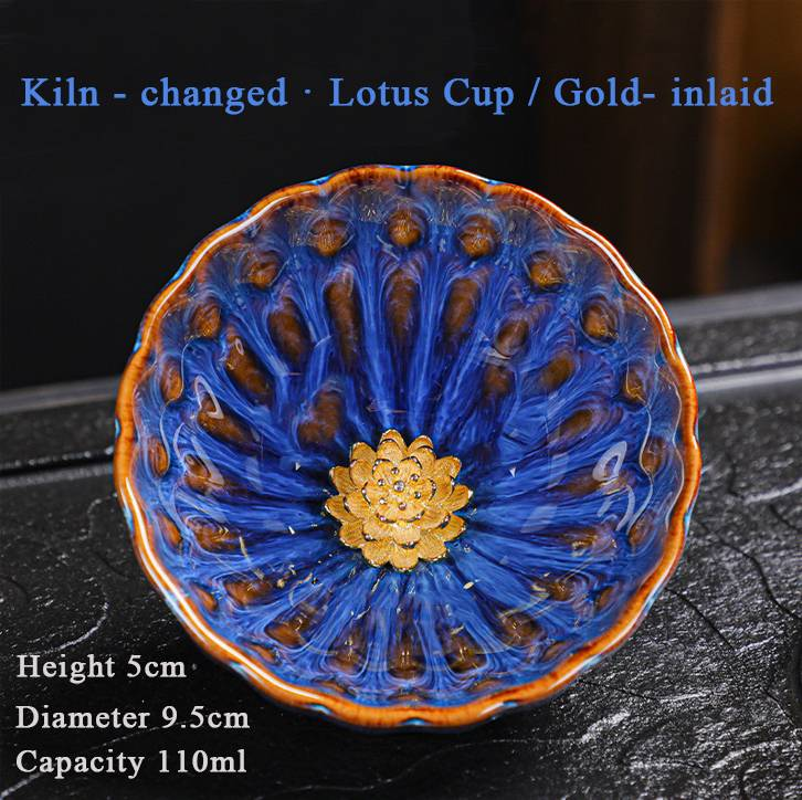 Kiln - Changed Gold - Inlaid Lotus Tea Cup: Jianzhan - Style Ceramic Petal Bowl, Perfect For Kung Fu Tea Rituals_voghion.com