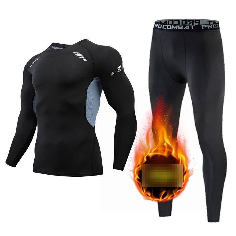 Men’s Thermal Fleece-Lined Leggings – High-Stretch Winter Running Pants, Warm Gym Training Base Layer Set (S-4XL)_voghion.com