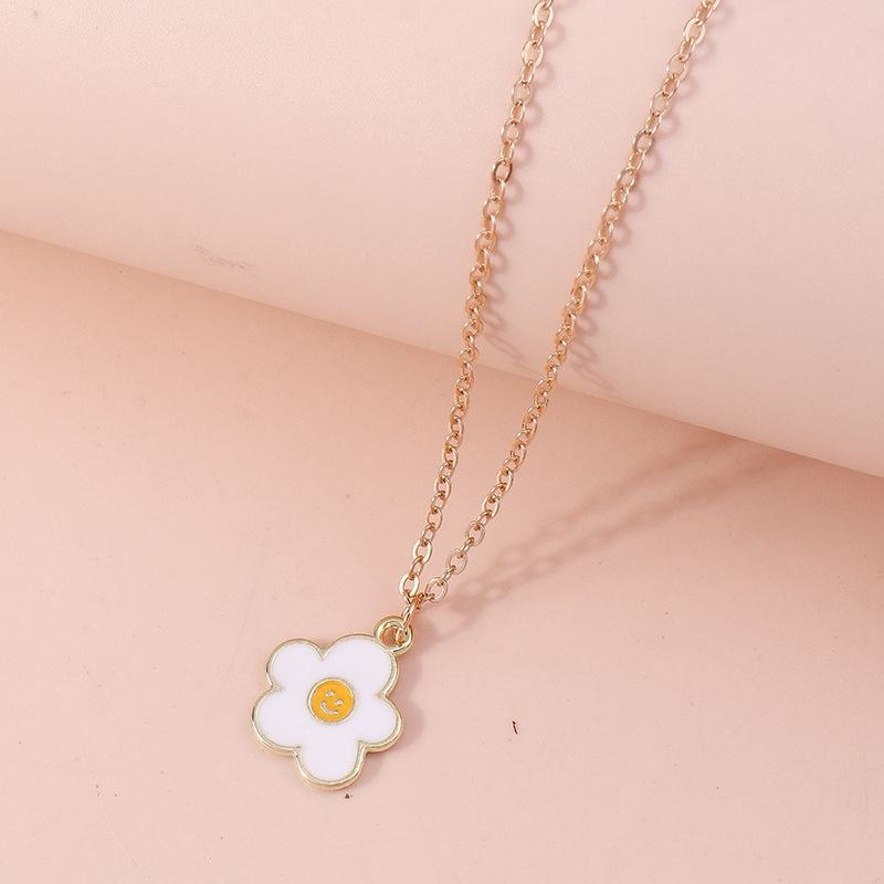 1 pz. Collana con sorriso smaltato adorabile per donne, collane con ciondolo a forma di fiore colorato, orecchini, ragazze, bambini, regali di compleanno_voghion.com