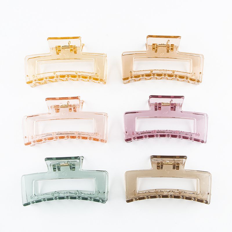 Forcina per capelli trasparente color gelatina, resistente alle cadute, con piastra fermaglio quadrata_voghion.com