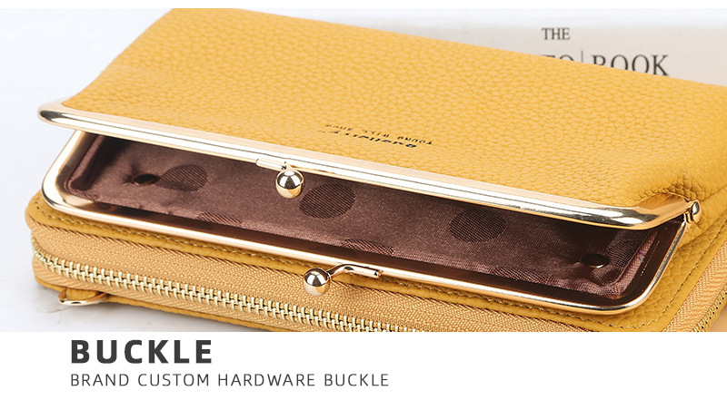 Women's Bags Women's Wallet New Version Of Lychee Pattern Large Capacity Crossbody Fashionable Zipper Horizontal Mobile Phone Bag_voghion.com