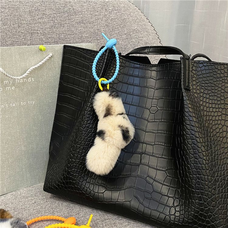Taschenanhänger mit Leopardenmuster, Twist-Knoten, für Mädchen, modisch, kreativer Taschenanhänger, Auto-Schlüsselanhänger, Schultasche, süßes Plüsch-Telefongehäuse-Zubehör_voghion.com