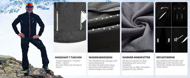 ROCKBROS Winterjacke Softshelljacke Fahrradbekleidung Herren Fahrradjacke_voghion.com