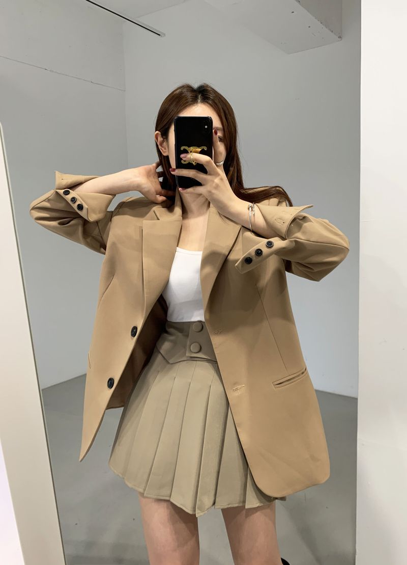 2024 Outono/Inverno Novo Melad Dress Up Coreano Chique Clássico Marrom Cinza Terno Casaco_voghion.com