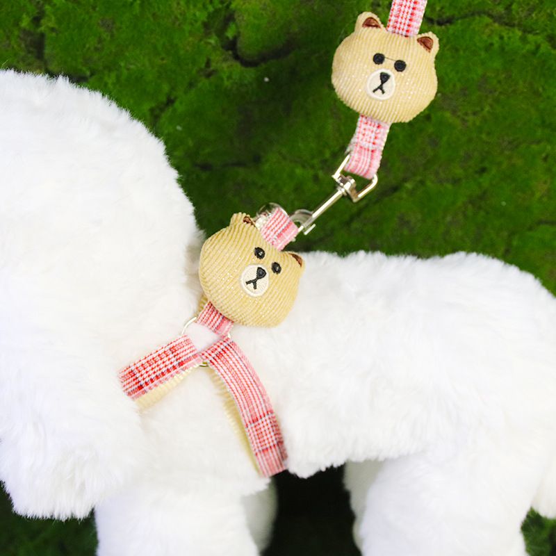 Set di imbracature per cani e gatti, a forma di simpatico cartone animato e orso, universali, anti-fuga, per esterni_voghion.com