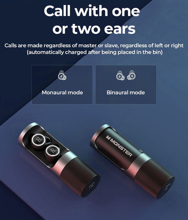 Écouteurs intra-auriculaires Bluetooth Monster Clarity 101 AirLinks TWS, réduction du bruit ENC, étanches, sans fil_voghion.com