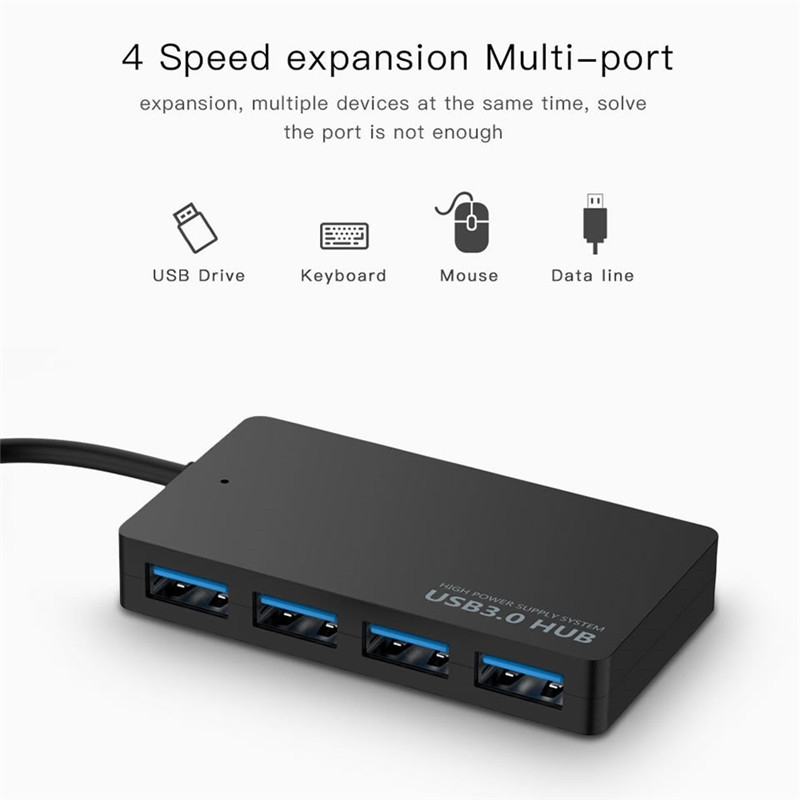 4-portar USB-adapterkabel Höghastighets USB-dockningsstation Multi-Interface HUB Converter, Färg: Svart Typ-C_voghion.com