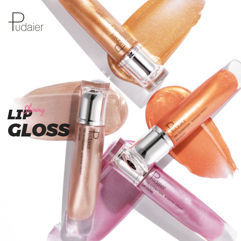 Pudaier Spigel Flësseg Faarf Glanz Hunneg Perl Liicht Fein Sprudelnd Glasur Feuchtigkeitsspendend Lippenstiftfaarf Make-up_voghion.com