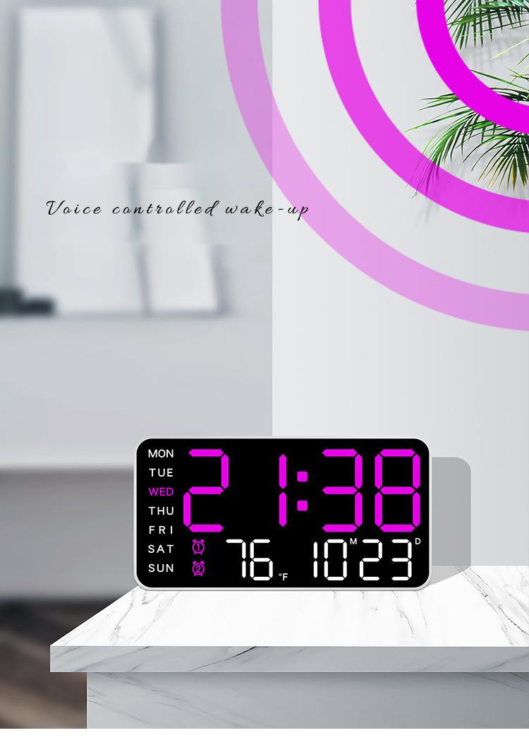 Rahmenlose elektronische multifunktionale und Stand-Dual-Use-einfache Digitalanzeige Wohnzimmer Wanduhr 6659_voghion.com