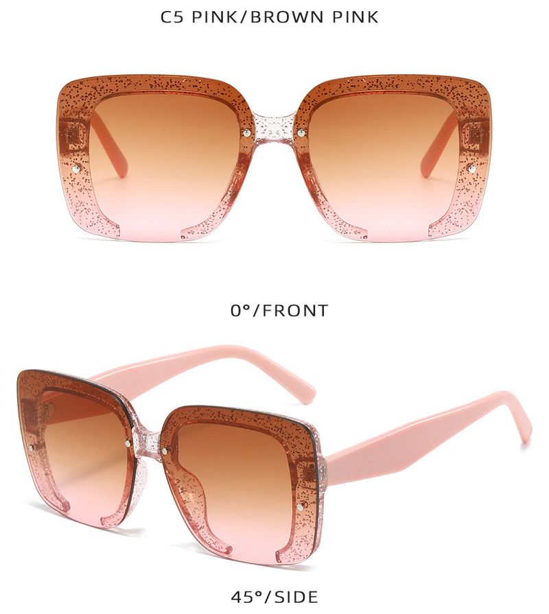 Trendy Large Frame Sunglasses – Gradient Lenses UV400 Protection, High-End Half Frame For Small Faces (European & American Style)_voghion.com