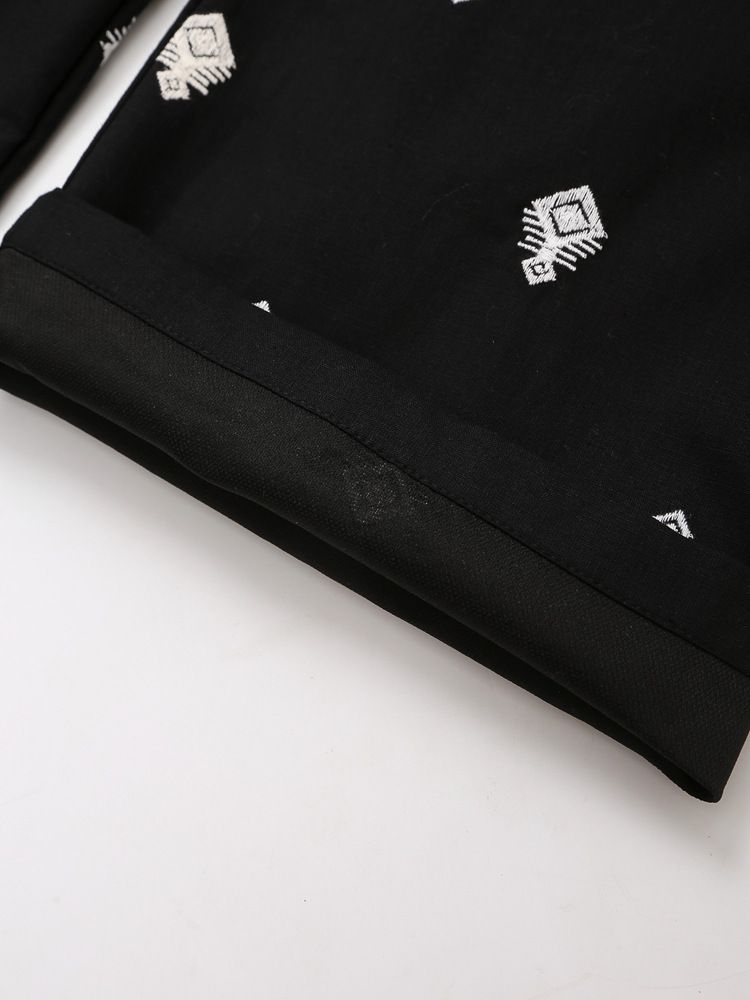 Conjunto de camisa y pantalón bordado en contraste para mujer, novedad de verano 2024_voghion.com