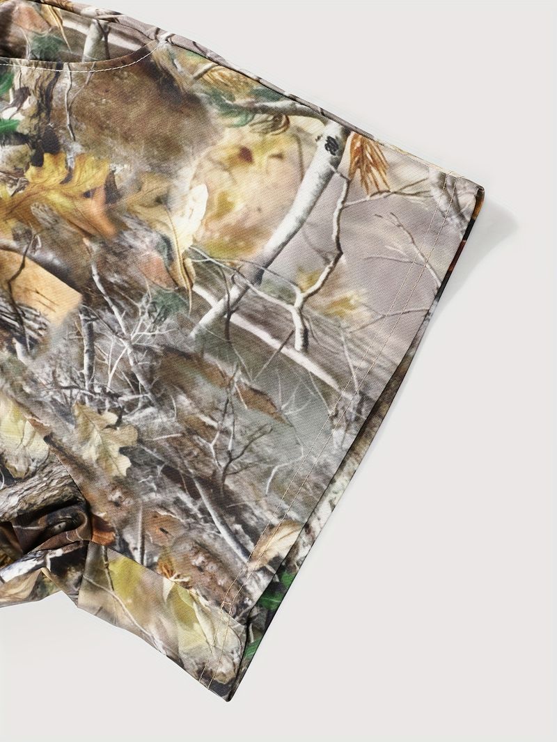Men's Clothing Summer Natural Jungle Camouflage Casual Fashion Shorts Simulate The Texture Of Tree Trunks And Branches_voghion.com