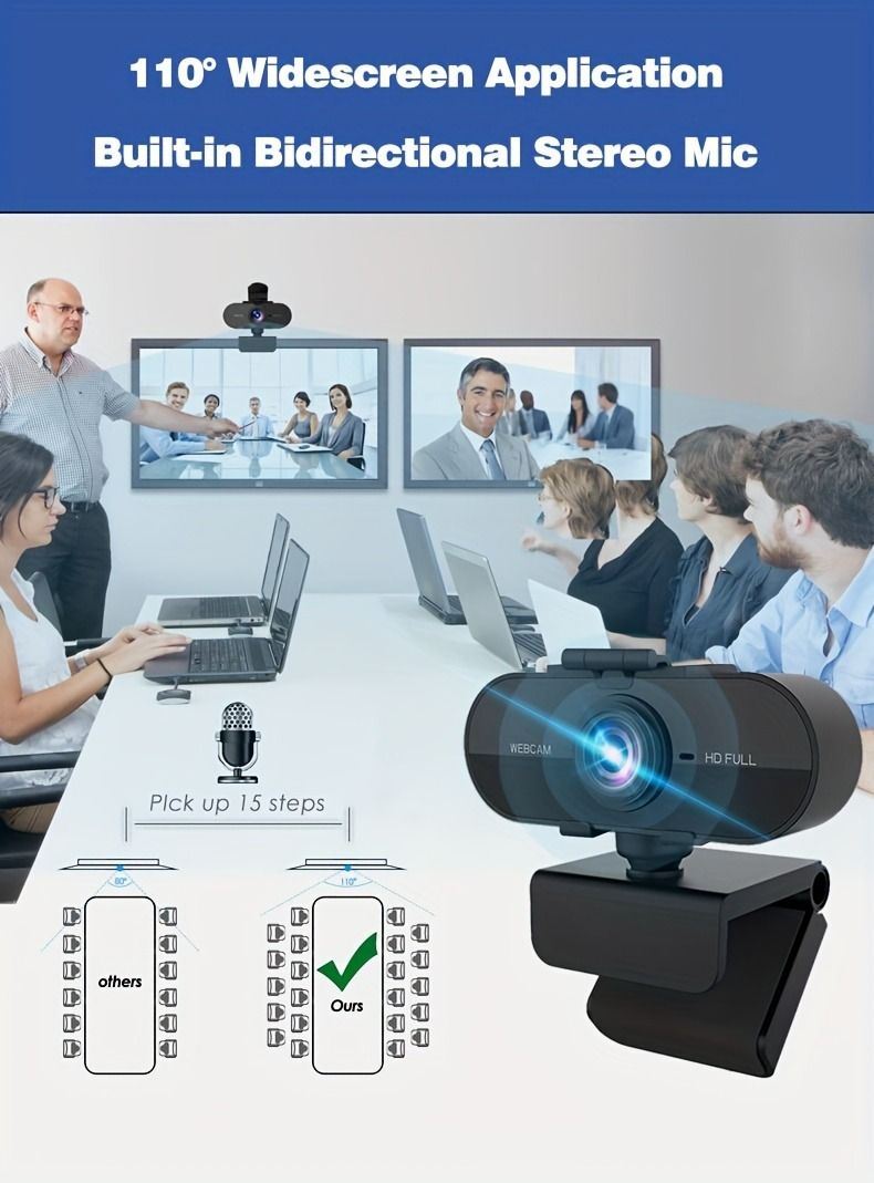 1080P Full HD Computer Webcam With Microphone Voice Call Conference Live Privacy Cover Stand Gaming Binding Live Web_voghion.com