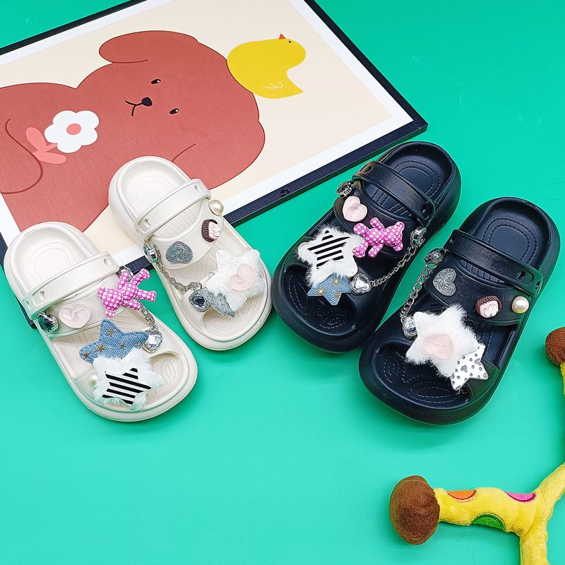 Nuove pantofole estive antiscivolo per bambini, con suola spessa, a forma di stella a cinque punte e orso rosa_voghion.com