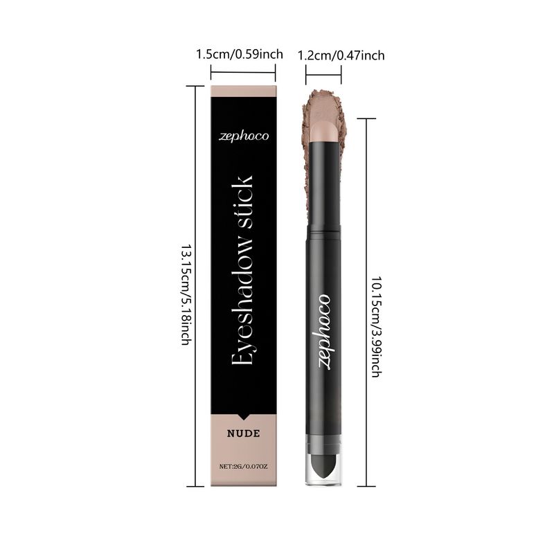 Zephoco Nude Lidschattenstift, matte Textur, seidig, leicht, integrierter Pinsel, einfach aufzutragendes Augen-Make-up_voghion.com