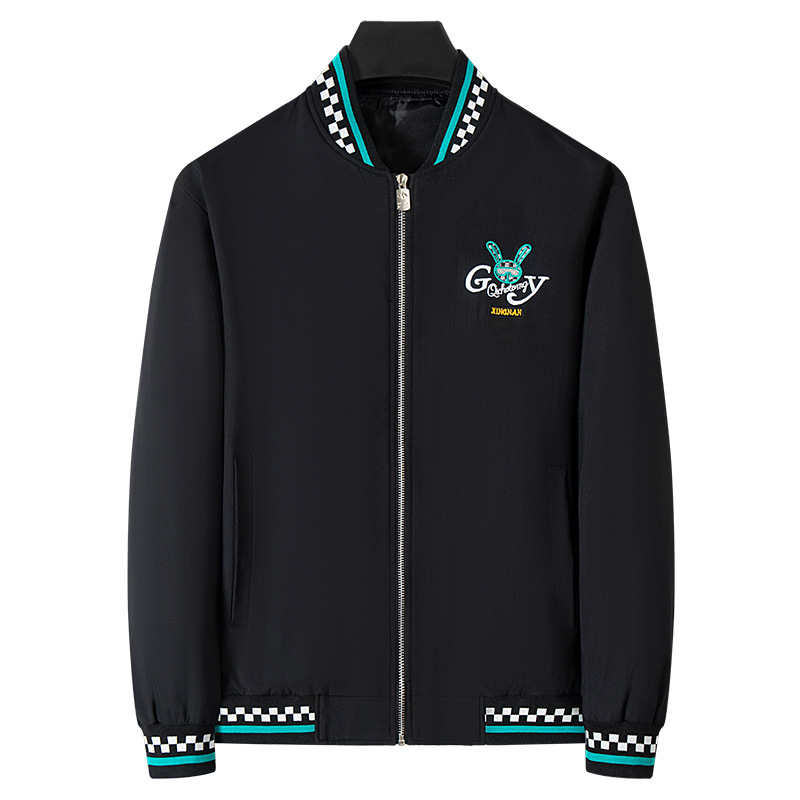 Europäische Modemarke Bestickte Baseballmanteljacke Frühling und Herbst Neuer Trend Lose Größe Herrenbekleidung_voghion.com