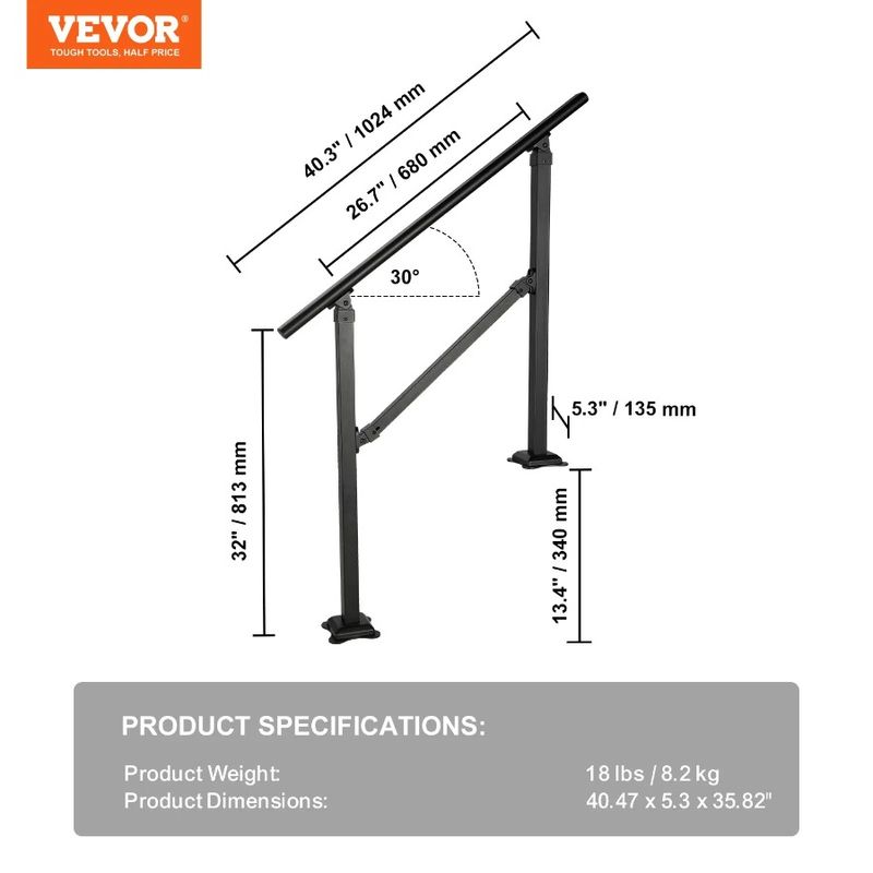 Steel Carbon Kit Railing Steps Outdoor Hand 3 Metal Rail Degree Handrail With Ad Handrails Installation Ft Stair 050 And 3 For_voghion.com