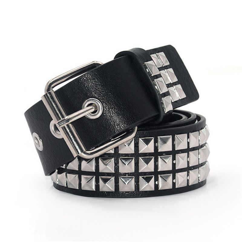 HOT GAOKE Pyramid Fahion Rivet Men&Women' Studded Belt Punk Rock With Pin Buckle Hardware Jean Deigner Female Wait_voghion.com