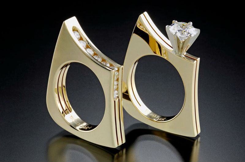 Plated Inlaid Colorful Gemstone Geometric Shape Ring For Women_voghion.com