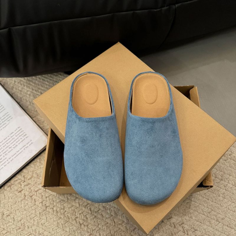 Pantofole retrò primaverili ed estive da donna, con tacco basso e gonna, pantofole a metà polpaccio_voghion.com