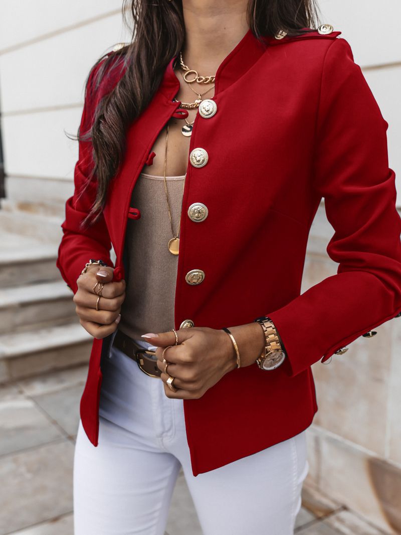 Blazer monopetto slim fit da donna – Blazer casual in cotone elasticizzato (S-3XL, colori a tinta unita, perfetto per lo streetwear e l'ufficio)_voghion.com
