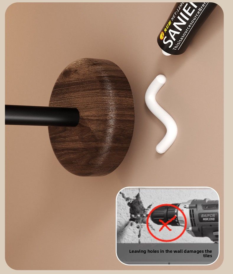 Walnut Wood Kitchen Rotating Hoo Vintage Style No-Drill Cabinet Wall-Mounted Spatula Spoon Multi-Functional Storage_voghion.com