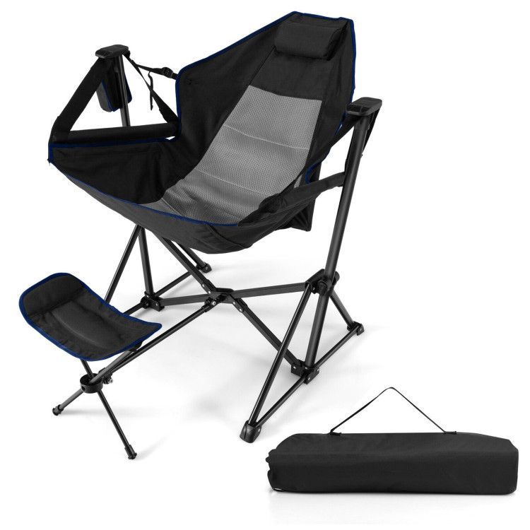 Hammock Camping Chair With Retractable Footrest And Carrying Bag_voghion.com