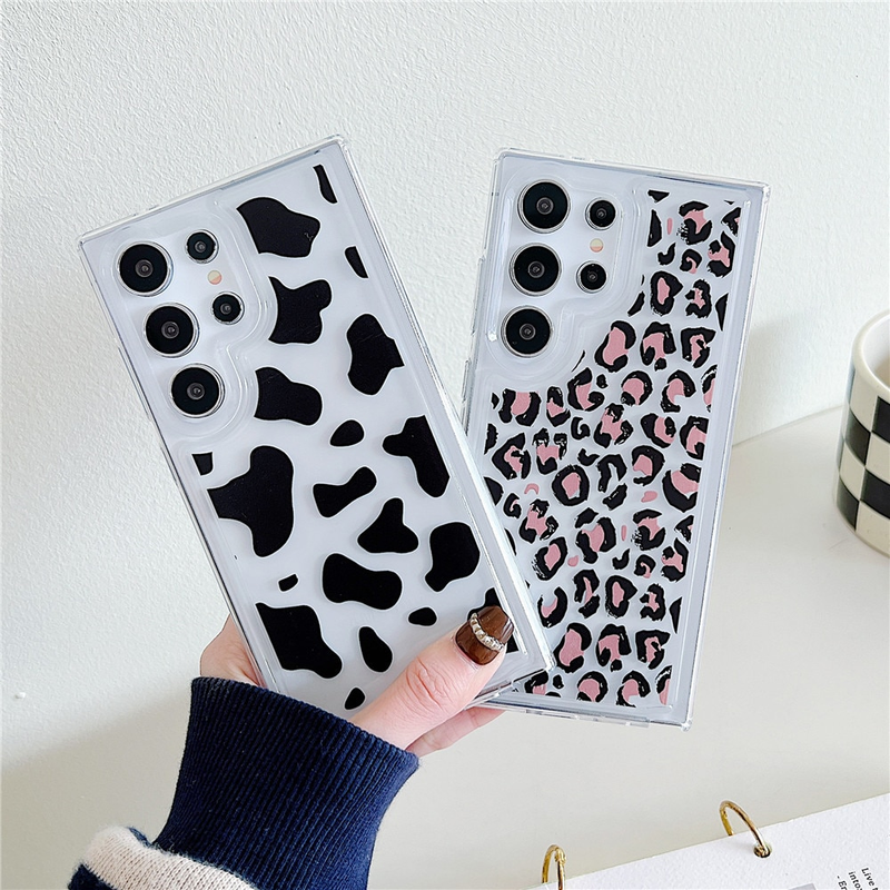 Custodia per telefono con stampa leopardata per Samsung Galaxy S24 S23 Ultra S21 S22 Plus S20FE S21FE Nota 20 Airbag trasparente antiurto_voghion.com