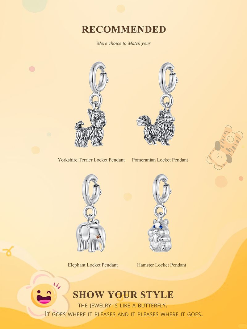 Elephant Locket Pendant Charm Sterling Silver Charm_voghion.com