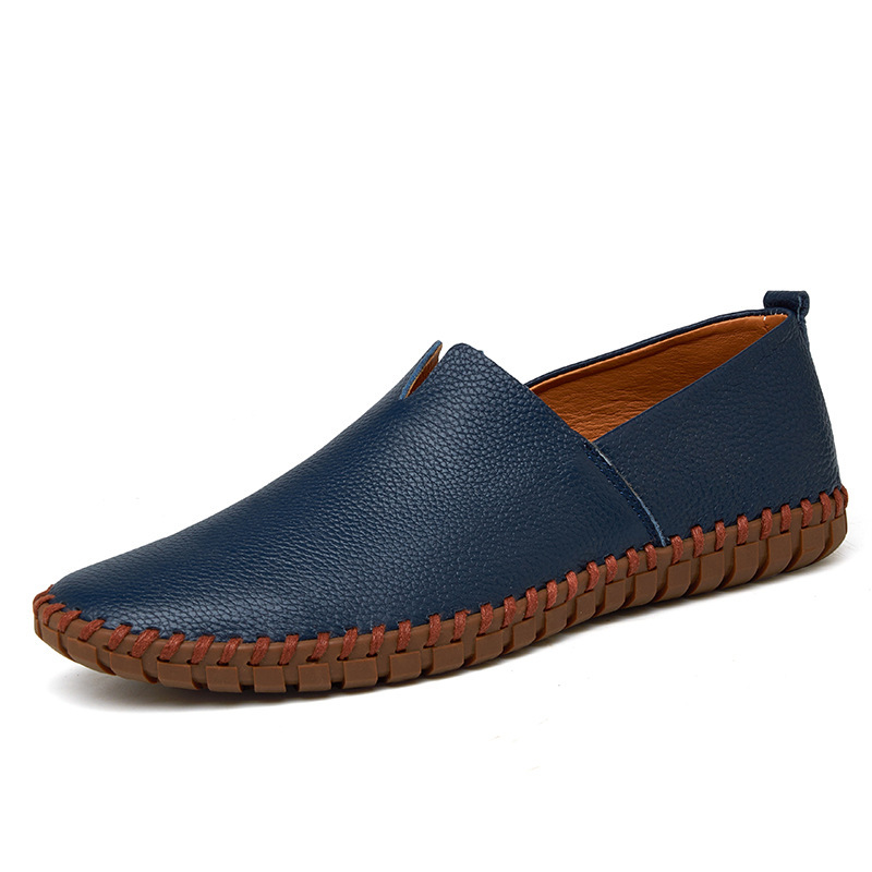Large 49 Breathable Loafers Spring Men's Top Layer Cowhide Slip-On Hollow Leather Shoes Size 47_voghion.com