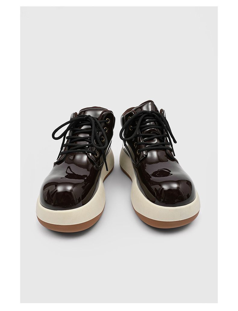 Men's Chunky Derby Boots Retro Motorcycle Style High Top Martin Boots In Yellow/Black/Brown - Fashionable & Comfortable_voghion.com