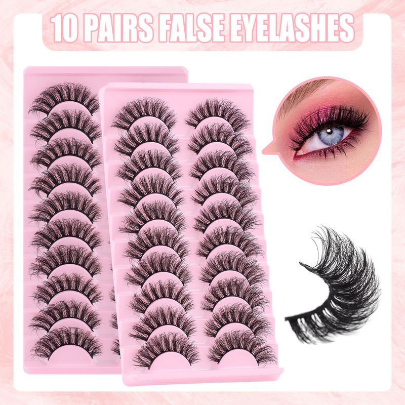 10 Pairs Natural Fake Eyelashes - Fluffy & Wispy Long Lashes For Everyday Wear, Cruelty-Free & Lightweight, 3D Effect False Eyelashes Set_voghion.com