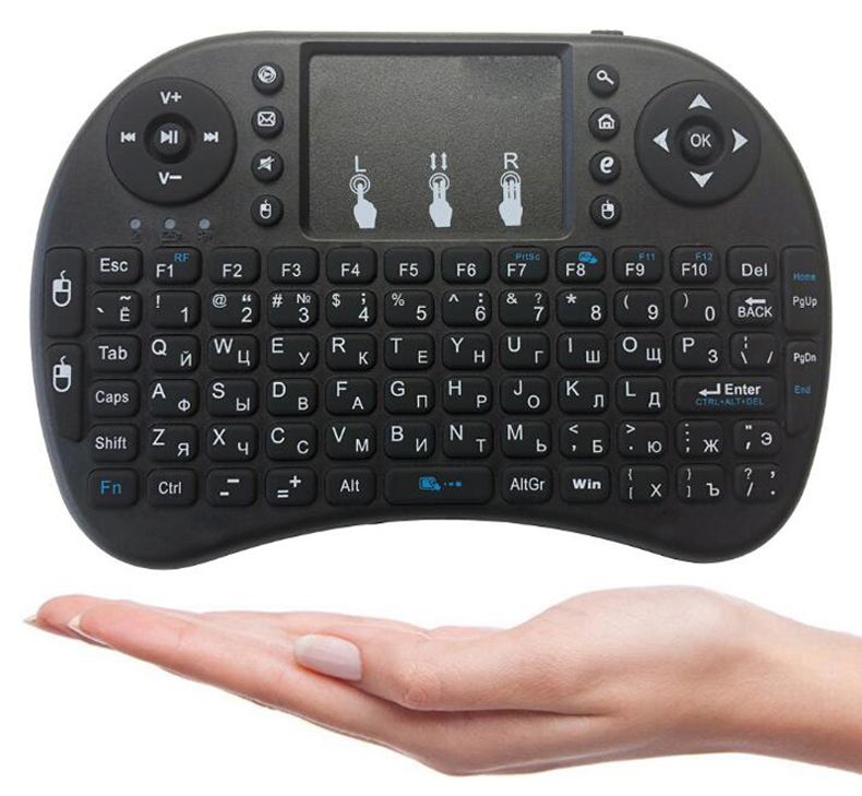 i8 Tastatur mit Hintergrundbeleuchtung Englisch Russisch Spanisch Air Mouse 2,4 GHz Touchpad Handheld Wireless Keyboard für TV BOX Android X96_voghion.com