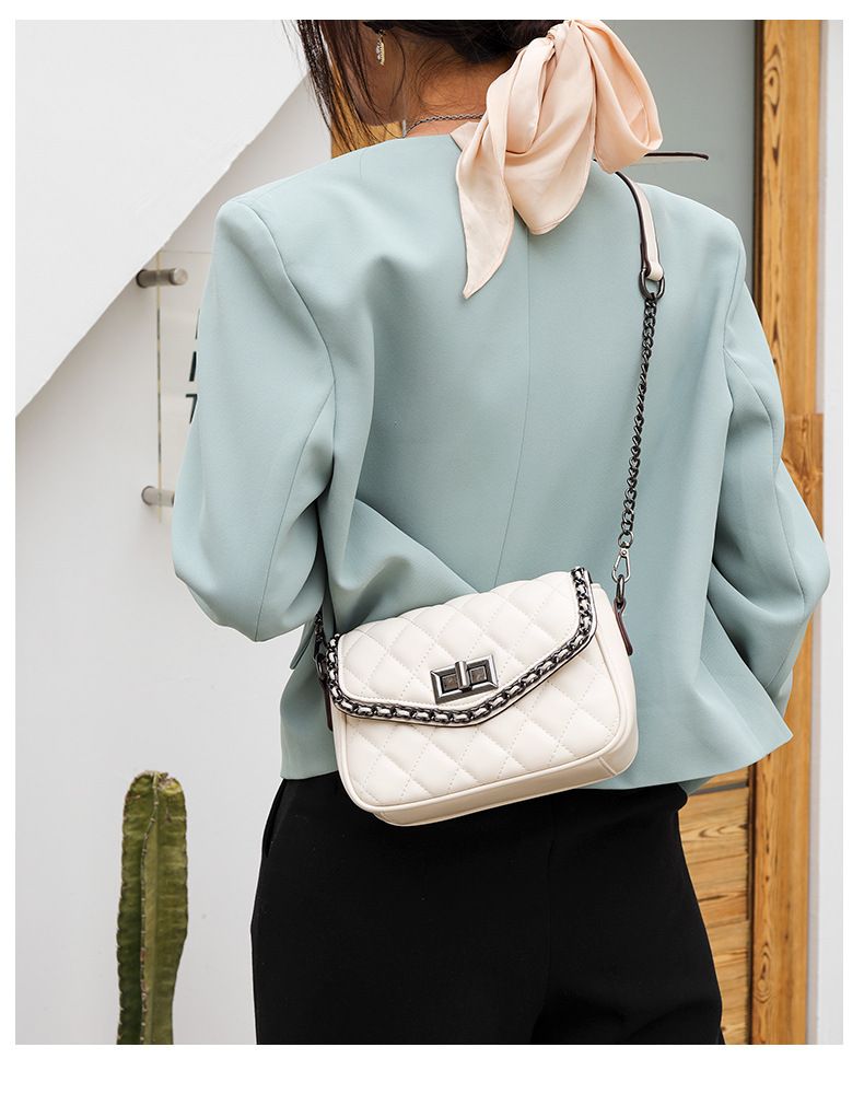 Neue aus echtem Leder, modisch vielseitig, Damentasche mit Diamantgitterkette, einfache und Nischenstruktur,_voghion.com