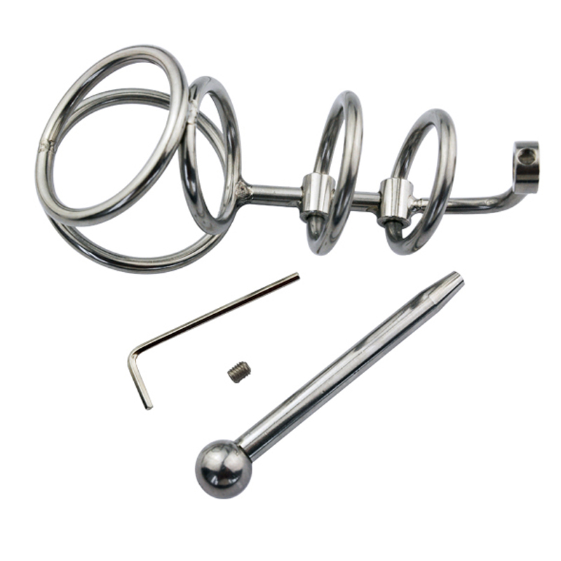 Plug uretrale di castità in acciaio inossidabile, giocattolo, anelli per bondage dello scroto, dilatatore uretrale, giocattoli sessuali per uomini, Ga_voghion.com