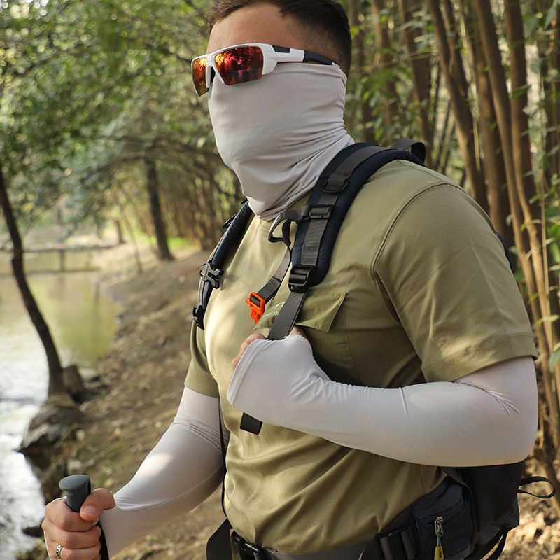 Men's Cooling Sun Mask Set - UPF 50+ Full Face Cover With Neck Protection & Arm Sleeves, Lightweight & Breathable For Cycling_voghion.com
