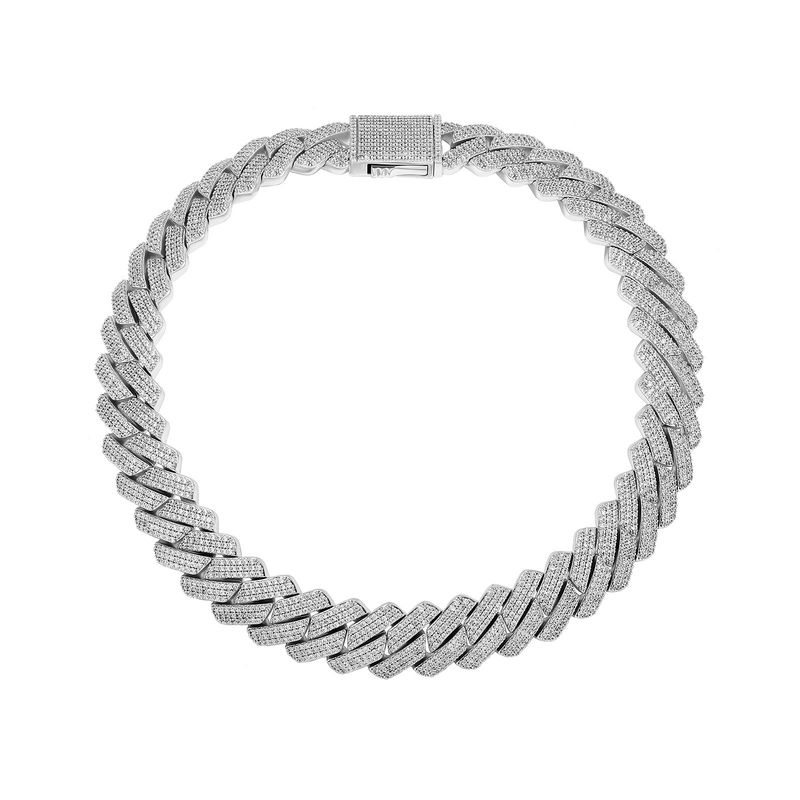 Men's Jewelry Cuban Link Chain With Rhombus Design Full CZ Stones Hip Hop Style Bracelet 20MM Diamond Full Diamond Cuban Chain Full Zircon Jewelry_voghion.com