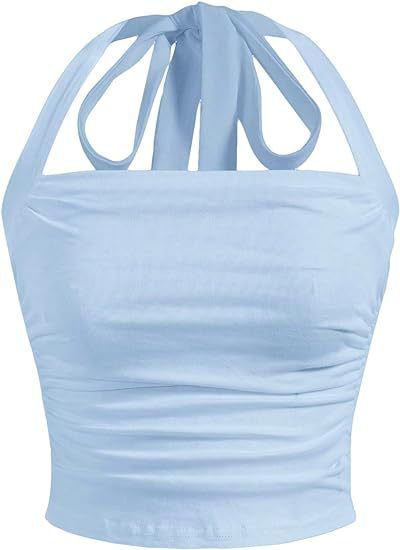 Ins Damen-Oberteil mit reiner, plissierter Taille und rückenfreien Trägern, schmal geschnittenem, hängendem Hals, Camisole-Weste für Damen_voghion.com