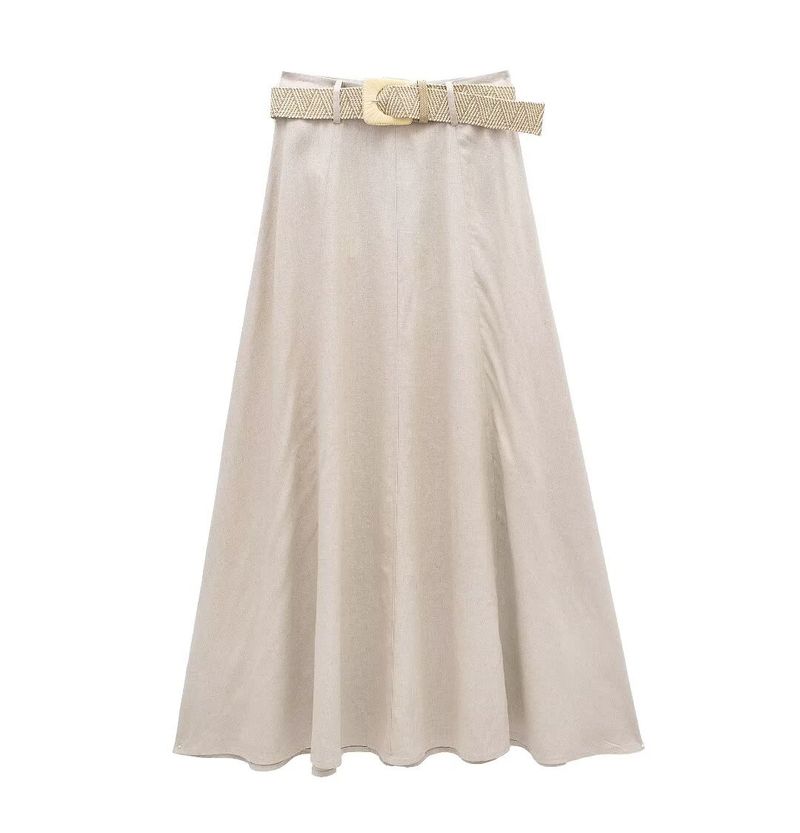 Dames 2024 Zomer Nieuwe Stijl met Riem, Linnen Gemengde Cape, Midi-jurk_voghion.com