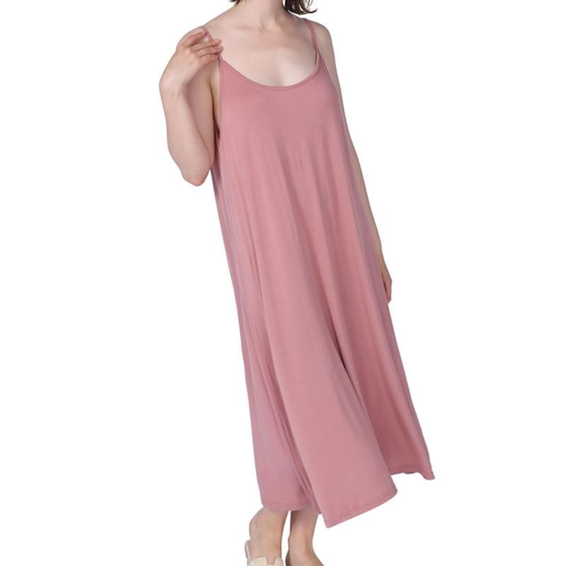 Nachthemden für Damen in Übergröße, Sommer, modal, Spaghettiträger, Midi-Länge, übergroße Nachtwäsche für Damen_voghion.com