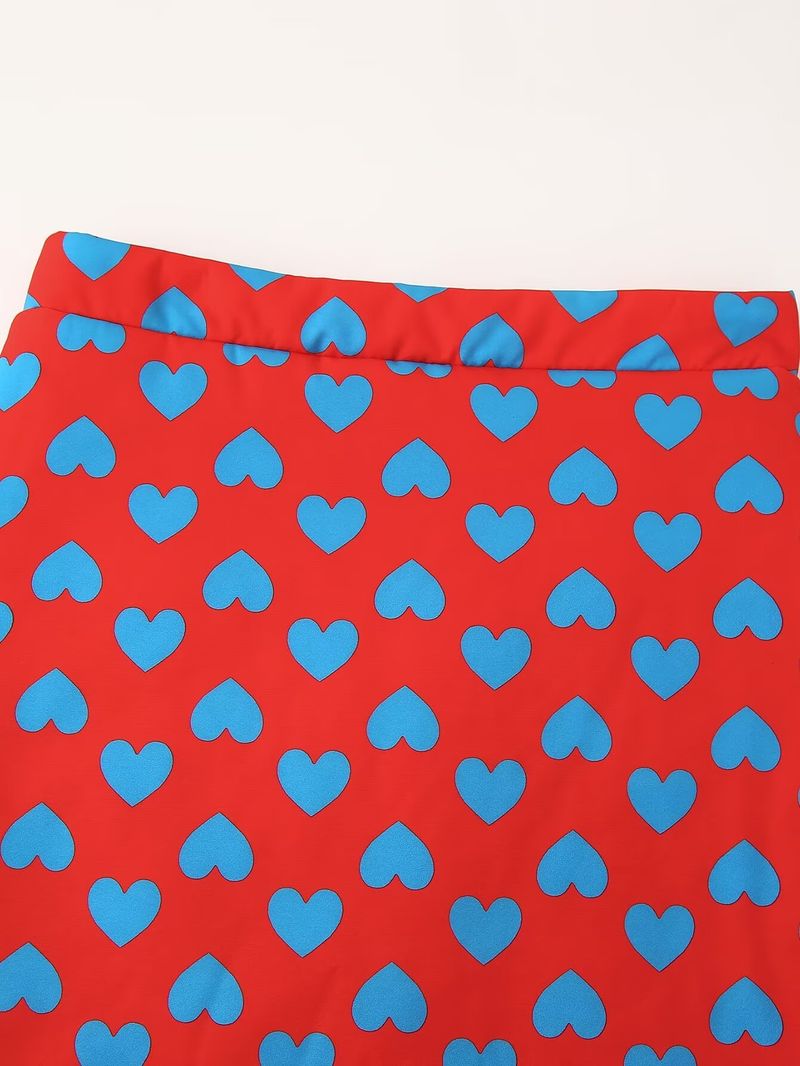 Women's Autumn And Winter New Cute Style Heart Cotton Jacket A-line Short Skirt Two-piece Set_voghion.com