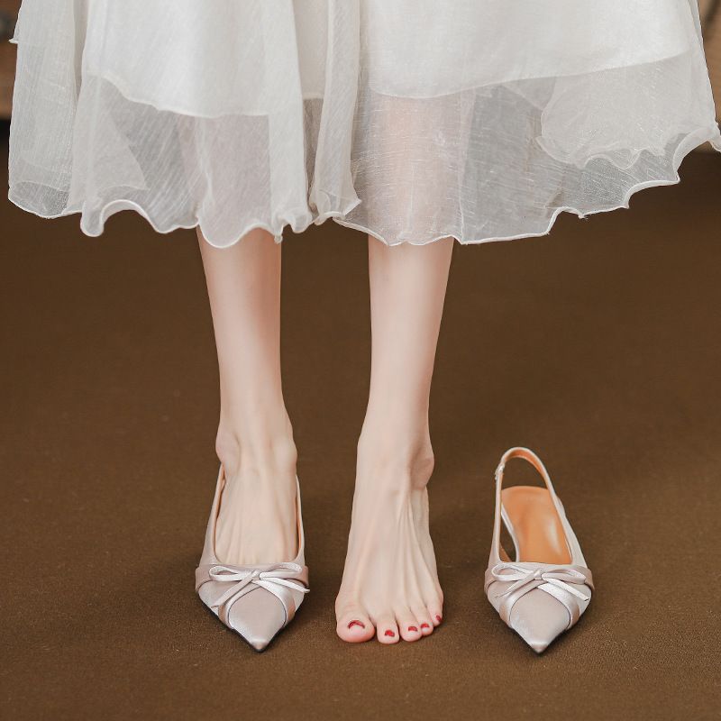 2025 Summer And Autumn Low Shallow Mouth Pointed Toe Chunky Heel Single Non-Slip High-End Feel Wedding Shoes Comfortable_voghion.com