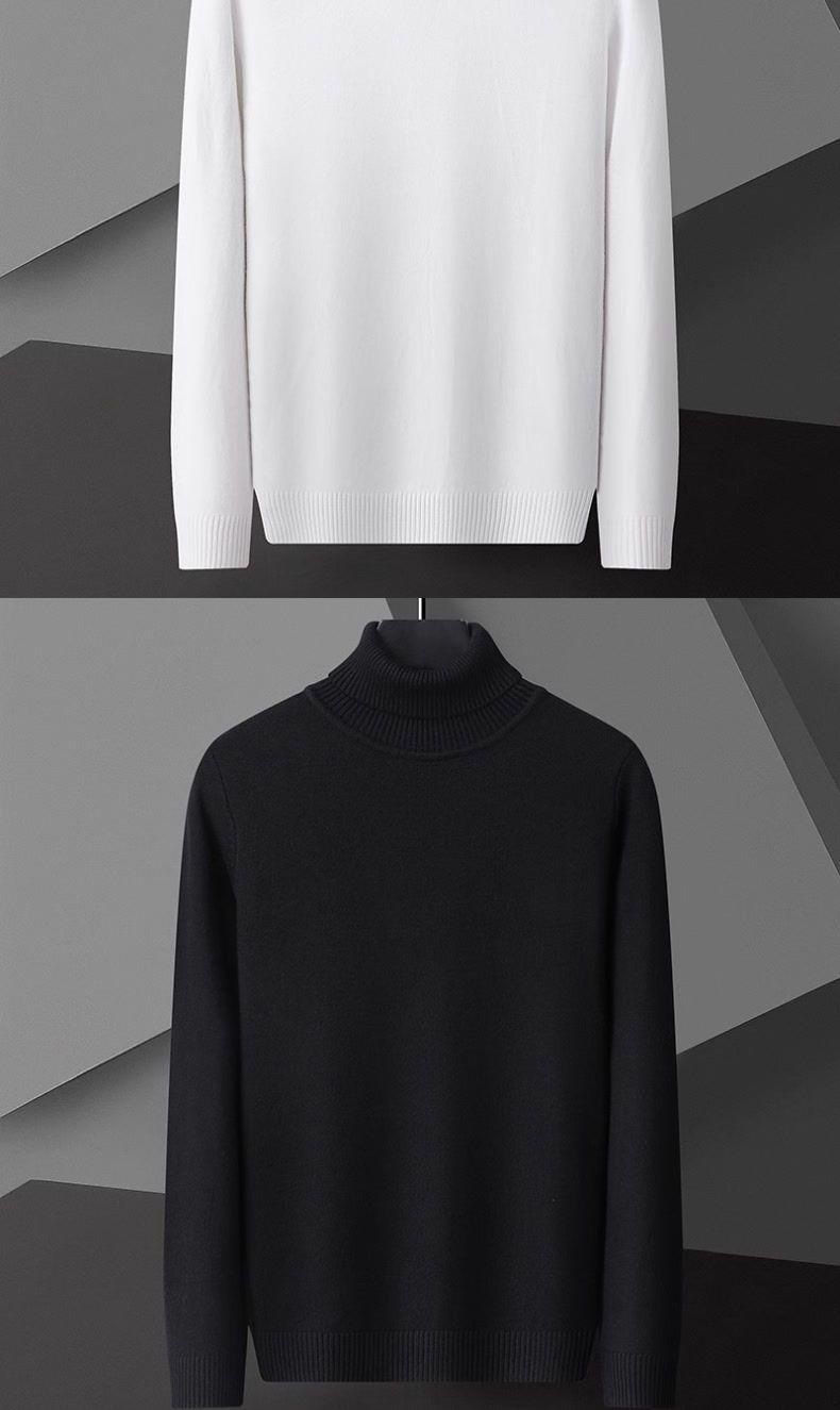 Men's Clothing Turtleneck sweater for men autumn and winter inner wear slim long collar base sweater solid color trendy sweater warm sweater_voghion.com
